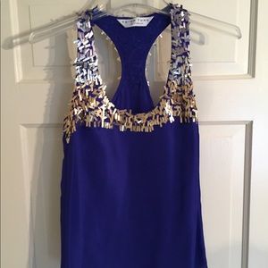 Trina Turk Blue/Sequins Tank Top